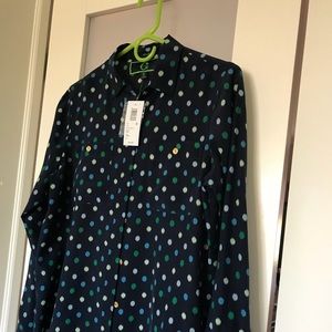 Ikat Dot Print Silk Blouse